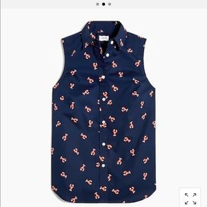 J Crew sleeveless navy lobster button down
